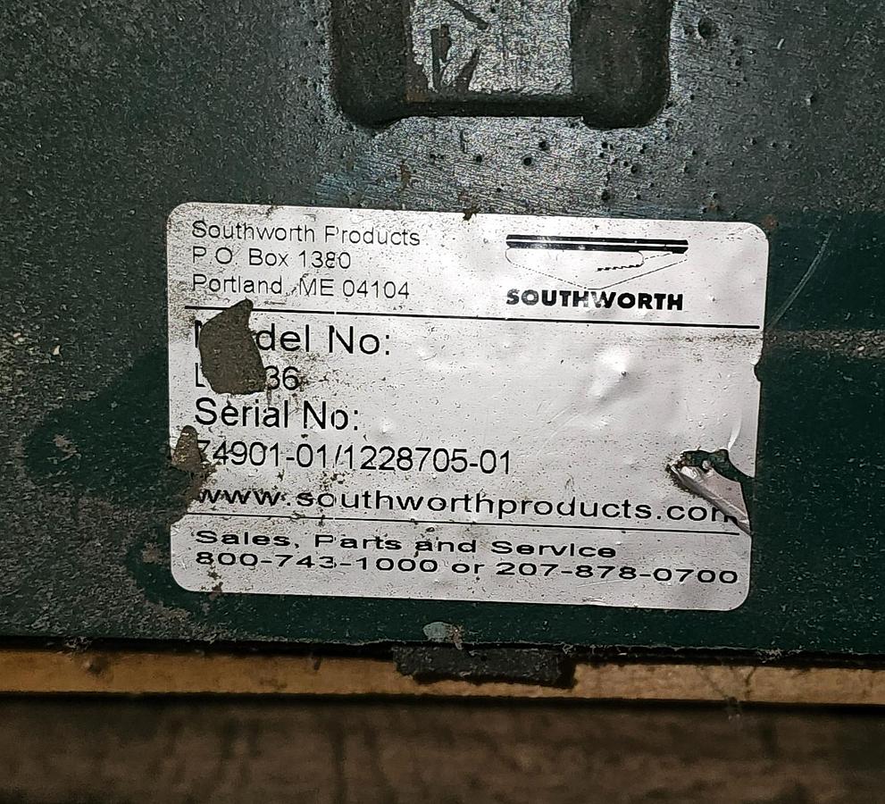 Used 2000# Southworth LS2-36 Scissor Lift Table 42" x 48" Platform 110V, 1 ph 