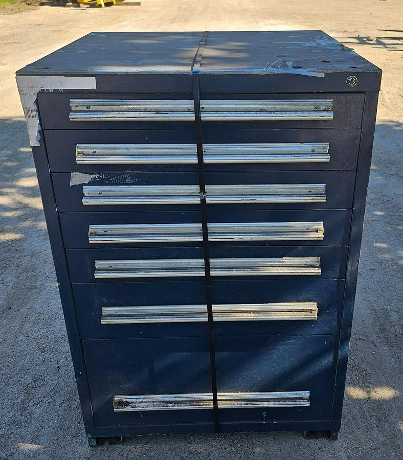 Used Stanley Vidmar 7 Drawer Modular Tooling Cabinet 30" x 27.5" x 44" Industrial Blue