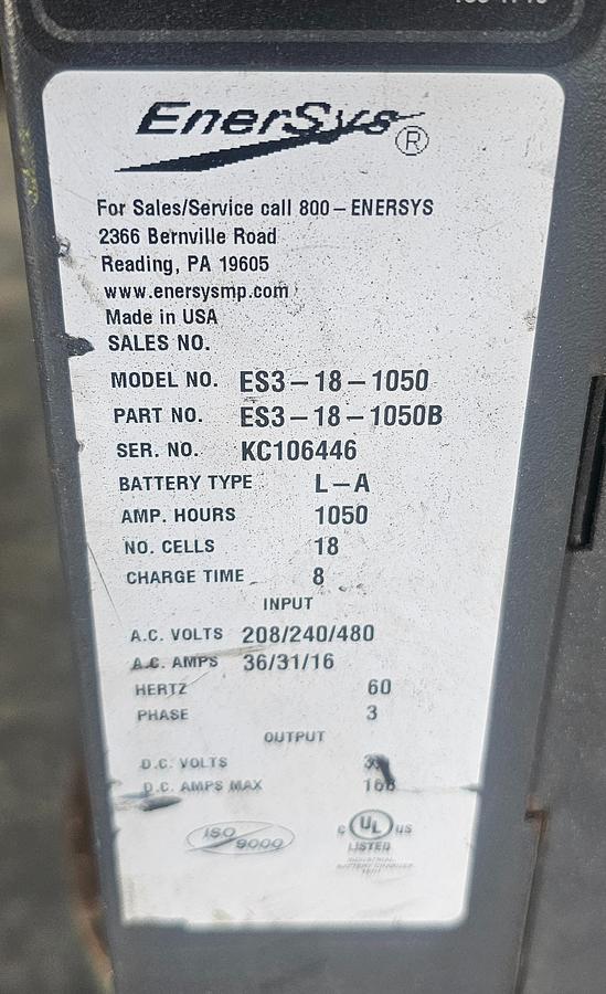 Used Enersys EnForcer SCR Series 36V Forklift Battery Charger ES3-18-1050