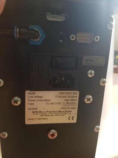 Used MPM Micro Prazision Marx GmbH Balancer Model #: 3.BMT200-1-S50