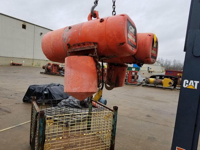 Used 2 Ton CM #5201H Lodestar XL Electric Chain Hoist 460V-3-60, 15′ Lift – 18 FPM