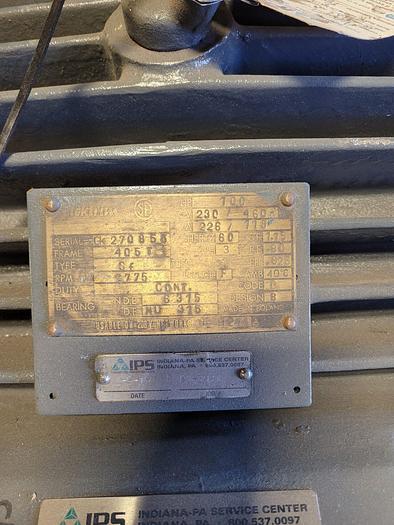 Used Elektrim Continuous Duty 100 Hp Electric Motor 230/460 1775 RPM 405TS Frame
