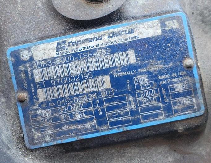 Used Copeland Discus 4DR3-3000-TSE-232 Refrigerated Freon Compressor 500/575V 3 Phase