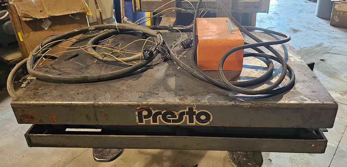 Used 6,000 lb Lee Engineering XL-24-60 Electric Scissor Lift Table, 60" Lift Foot Pedal Control 