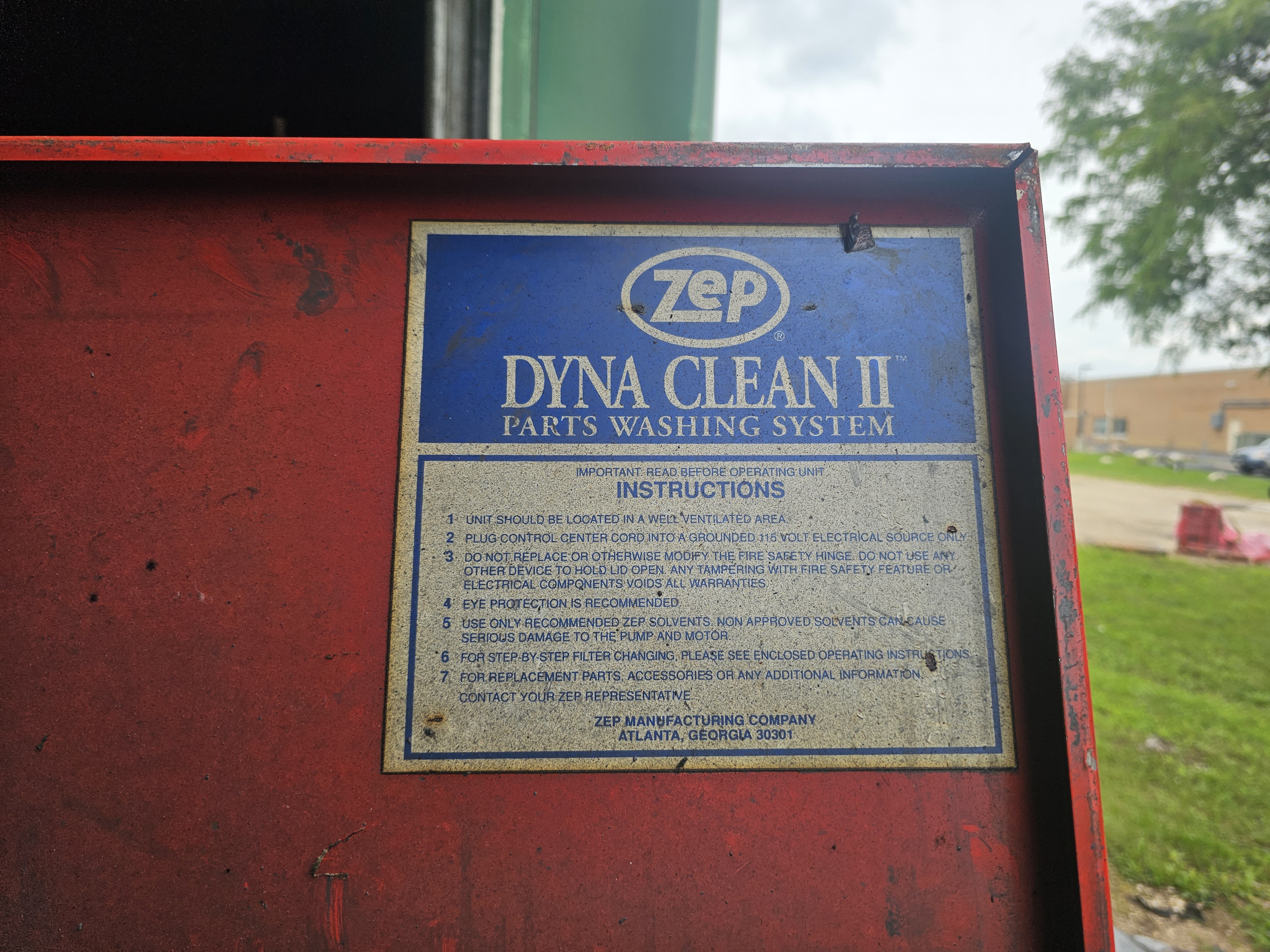 Used Zep Dyna-Clean II Industrial Solvent Parts Washer w/ Flow-Thru Brush, 30 Gal Drum, 115V