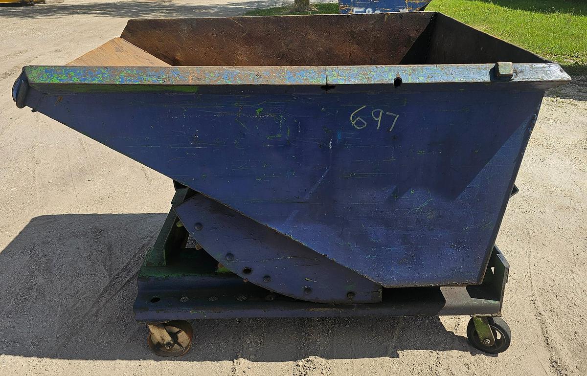 Used 1 Cu. Yard Castor Mounted Self Dumping Hopper 41" x 55" x 28" 