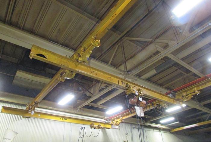 Used 3 Ton Multi Bridge Underslung Monorail 26' Span x 120' Rail Overhead Bridge Crane System