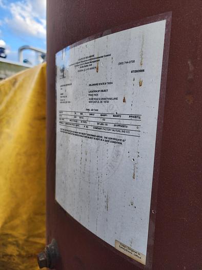 Used 2001 Silvan Industries 612 Gallon Vertical Air Tank 150 Psi @ 450*F 