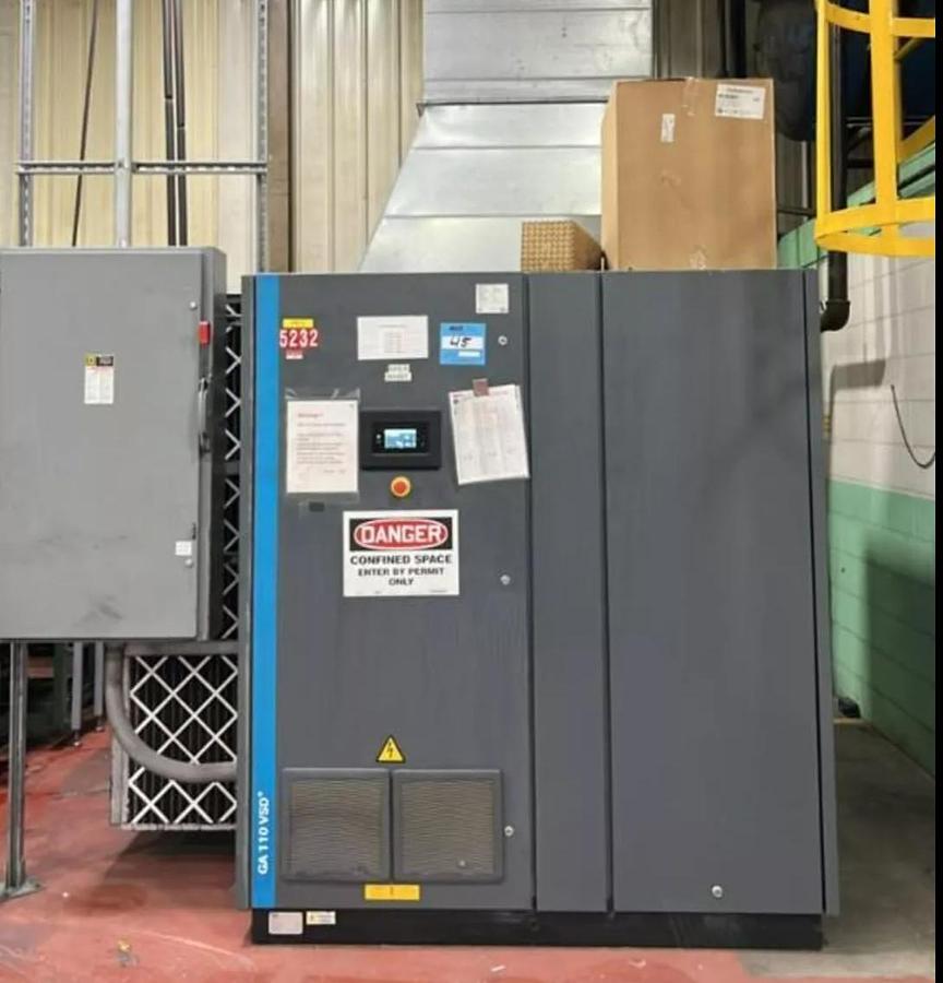 Used 2021 Atlas Copco GA110VSD+ | 150HP Rotary Screw Compressor | 110kW | 19k Hrs