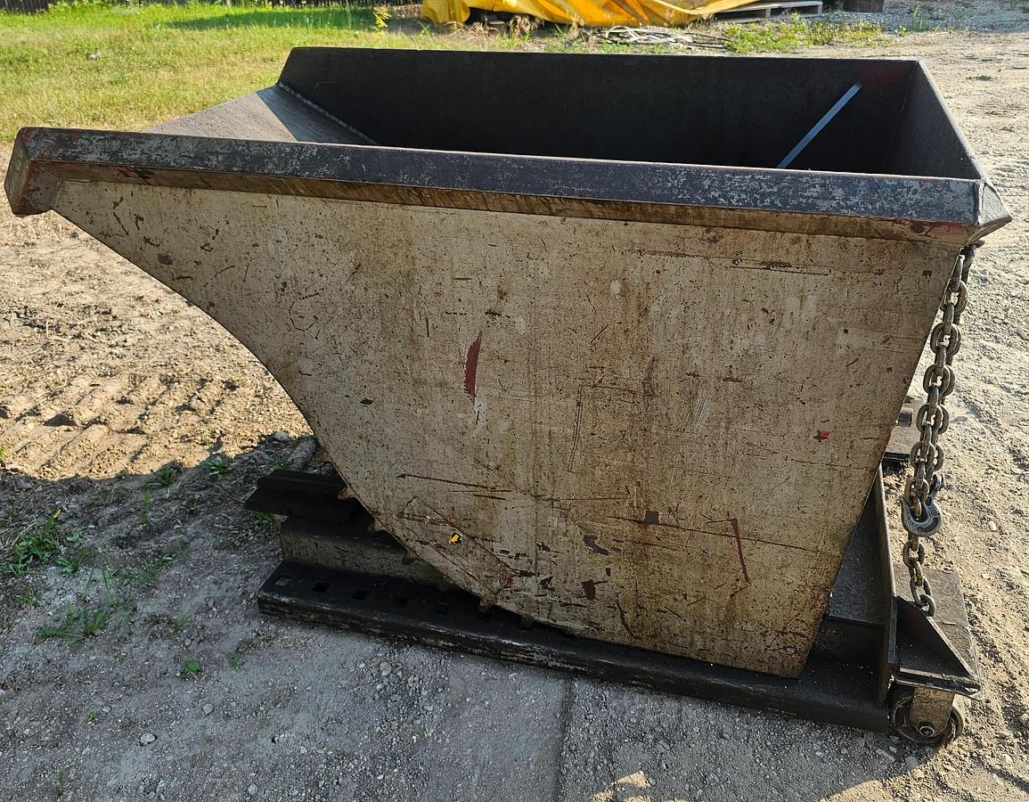 Used Roura Style 1/2 Cu. Yard Self Dumping Hopper on Castors 50" x 30" x 25"