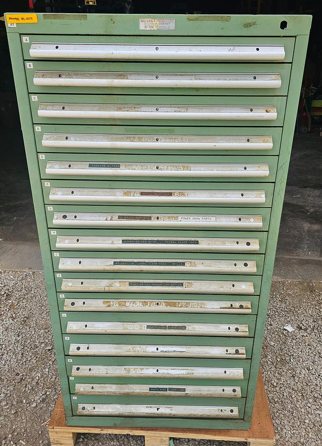 Used 16 Drawer Nu-Era Automator Modular Ball Bearing Tooling Cabinet 28.5" x 28.5" x 60"