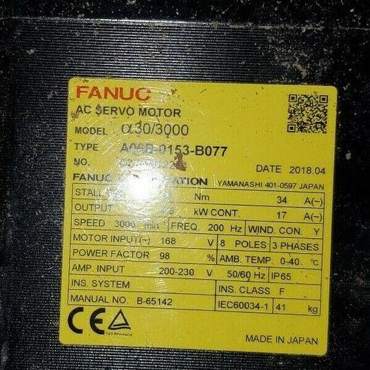 Used Fanuc Type A06B-0153-B077 AC Red Cap Servo Motor 3000/min