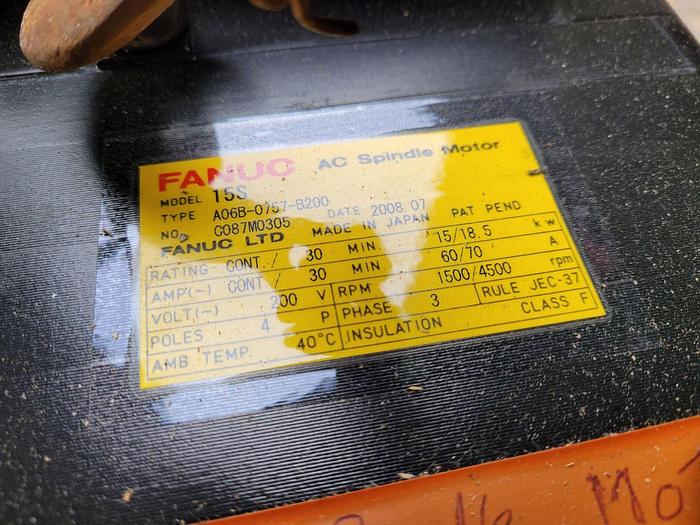 Used FANUC AMERICA A06B-0757-B200 AC SPINDLE MOTOR 15S