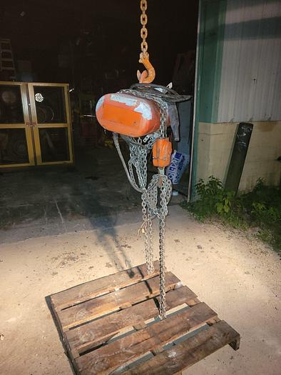 Used CM Lodestar 2 Ton Model R Electric Chain Hoist 14′ Lift 8 FPM 208-240/440-480V