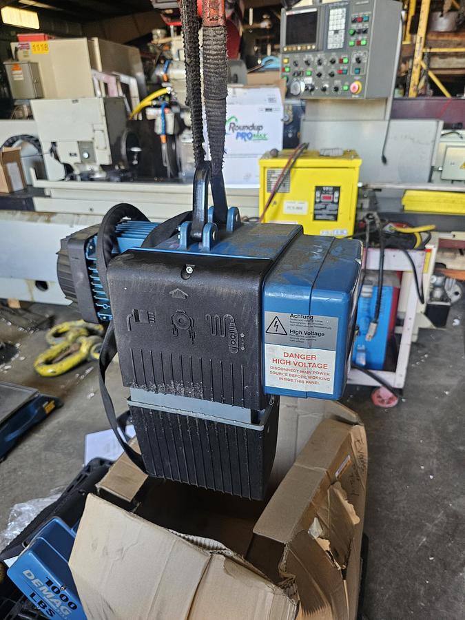 Used 1100# Demag DC-COM 5 500 1/1 H5 Overhead Electric Chain Hoist & Parts Hoist 
