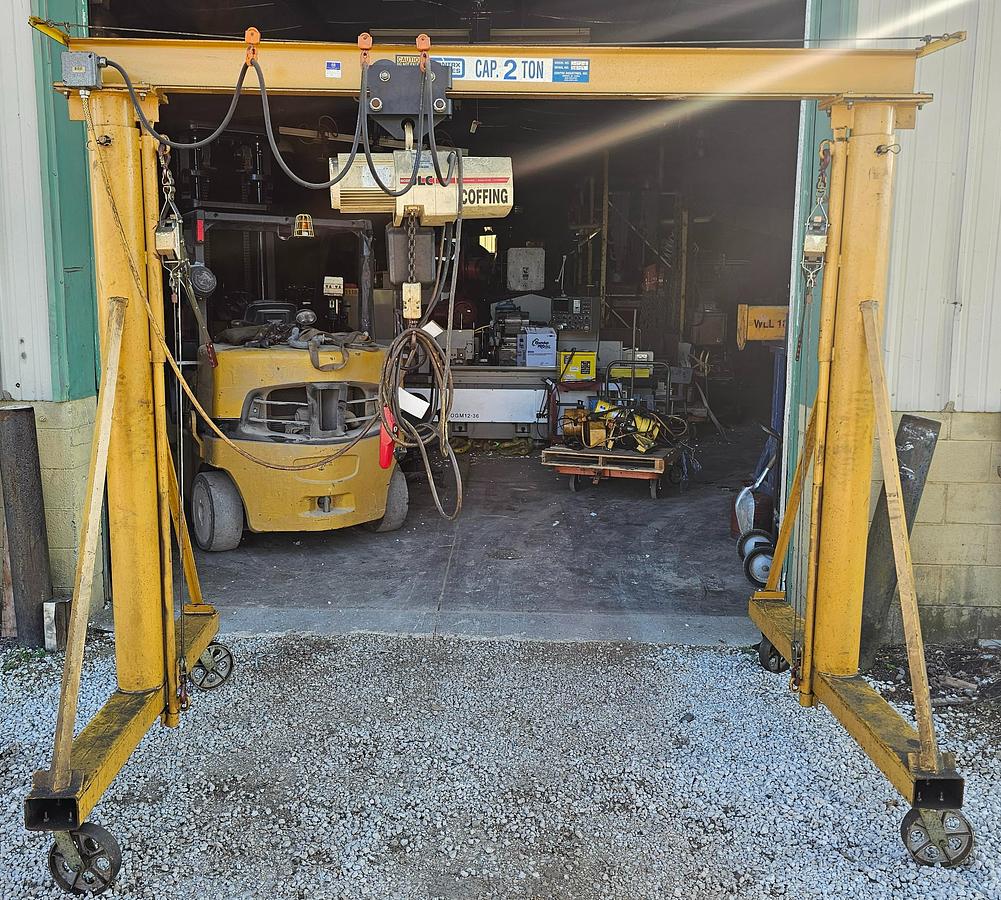Used 2 Ton Contrx GCT2-8 Adjustable Height Gantry Crane 8' Span & Coffing Hoist 