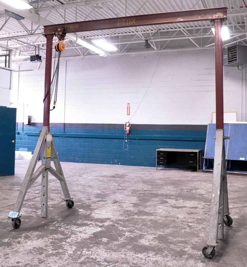 Used 1 Ton Gantries, Inc. Portable Adjustable Height Gantry Crane w/Electric & Manual Hoist