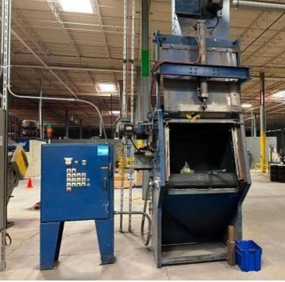 Used 15 Hp Wheelabrator Tumblast TBR-6 Direct Drive Blast Wheel Rubber Belt Machine, 6 Cu. Ft Capacity 