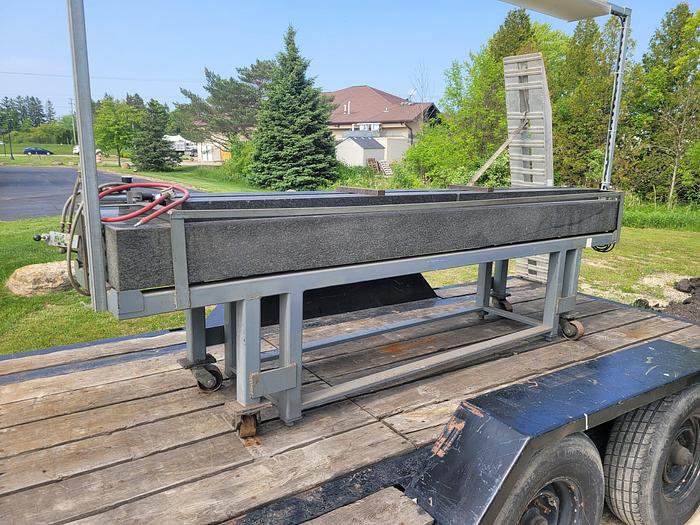 Used Tru-Stone Corporation Large 132” x 24” Granite Surface Plate on Cart Grade B