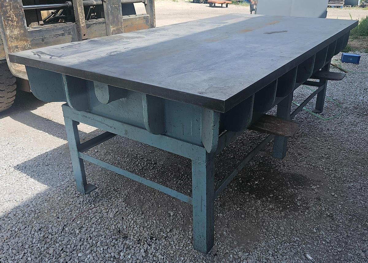 Used 96" x 48" Webbed Cast Iron Setup/Layout Table w/Stand, 2" Surface Plate