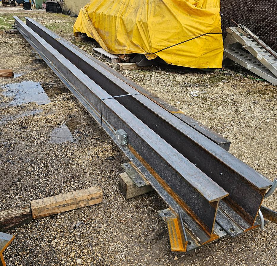 Used 2000# Shop Built 33' Span x 40' Runway Freestanding Bridge Crane & 1 Ton Hoist 