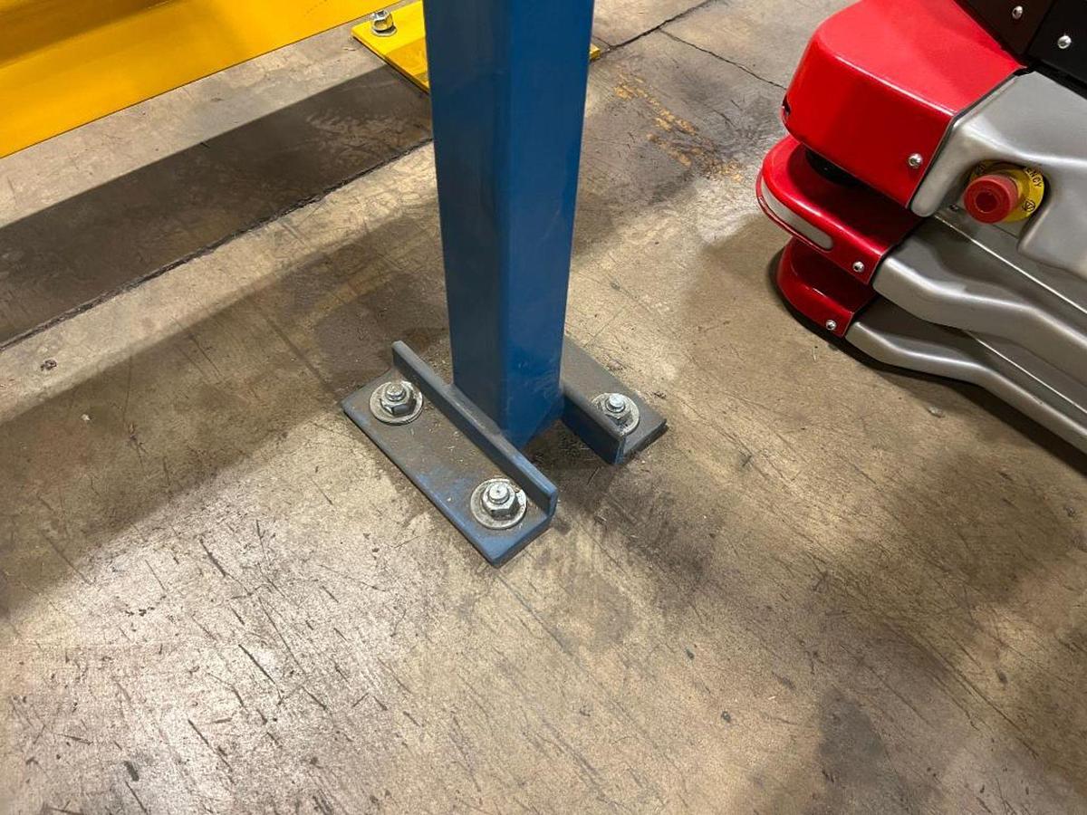 Used 250# Gorbel Twin Bridge Freestanding Crane 26' Span x 45' Runway w/ Schmalz 50 Kg Vacuum Lift Systems 