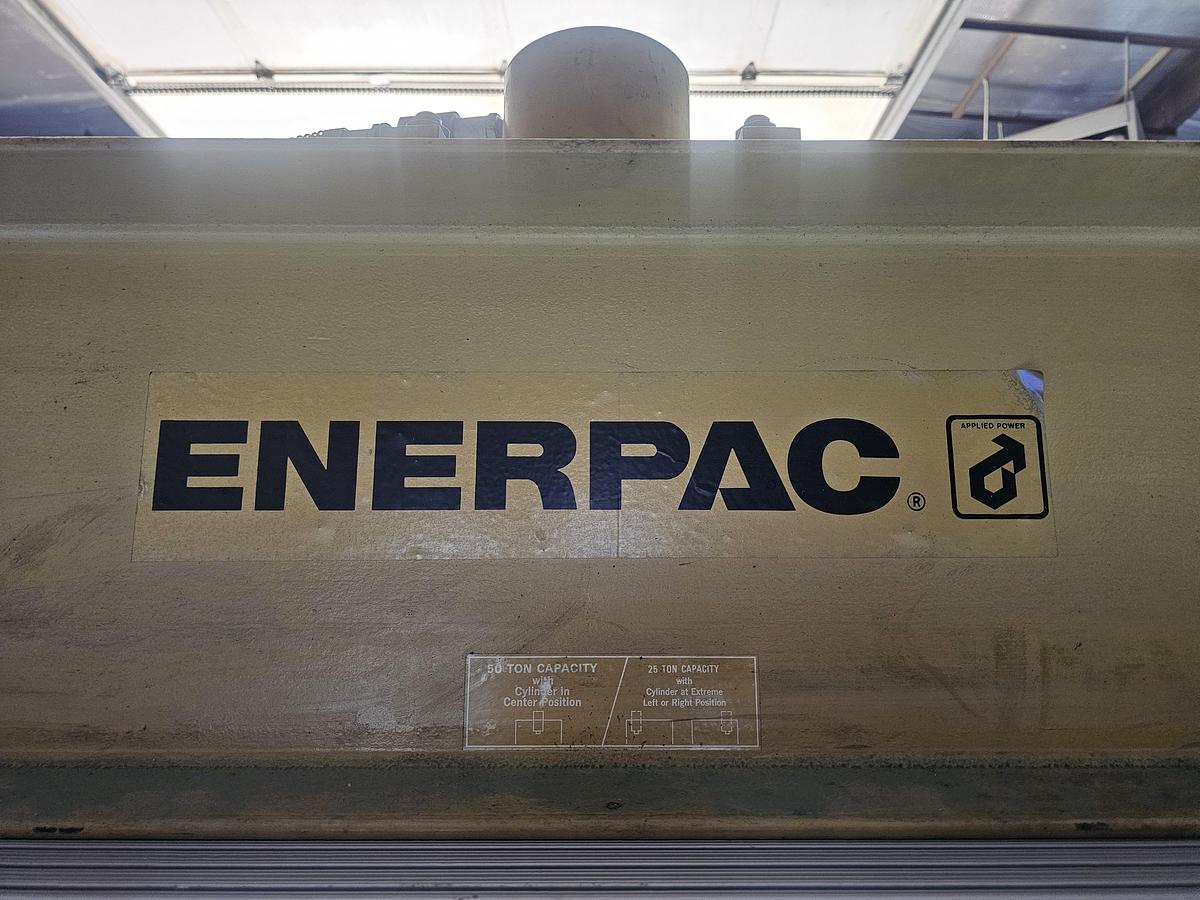 Used 50 Ton Enerpac Electric Over Hydraulic H-Frame Shop Press with Interchangeable Bits