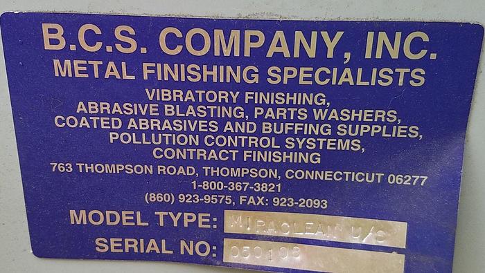 Used BCS CO. MIRACLEAN U/S SST 3-Stage Ultrasonic Heated Parts Washer SOAK/WASH/RINSE