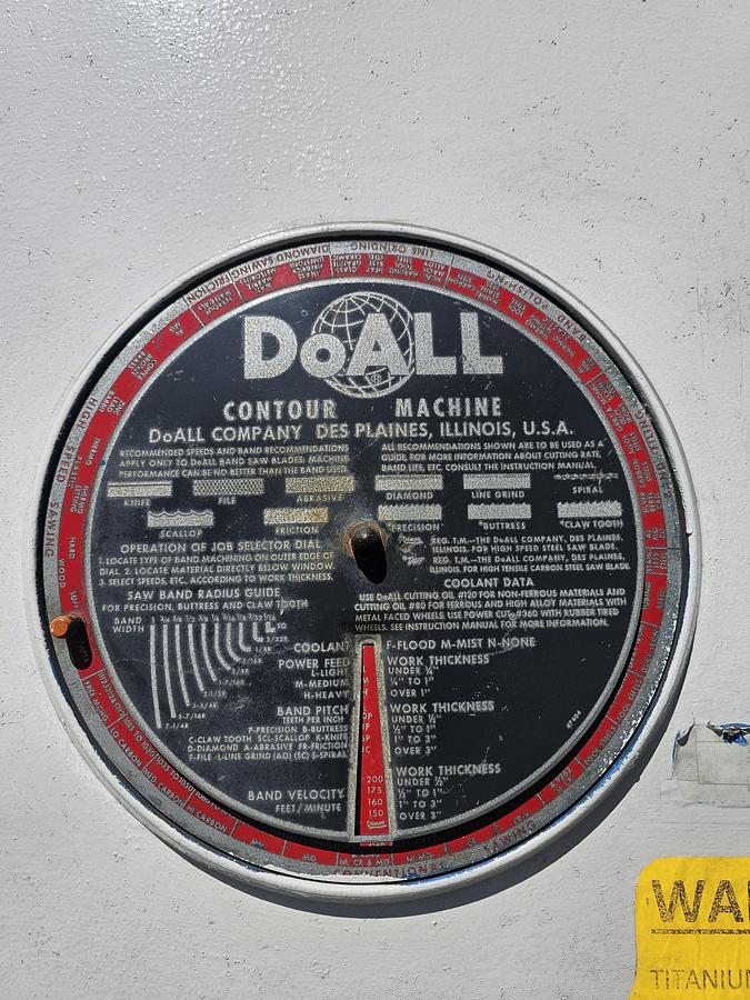 Used 26" Doall 2618-3 Variable Speed Vertical Contour Bandsaw