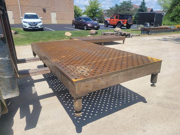 Used 54.5” x 117.5” Acorn Style Steel Welding Platen Table 1 1/8” Diameter Holes w/Taper