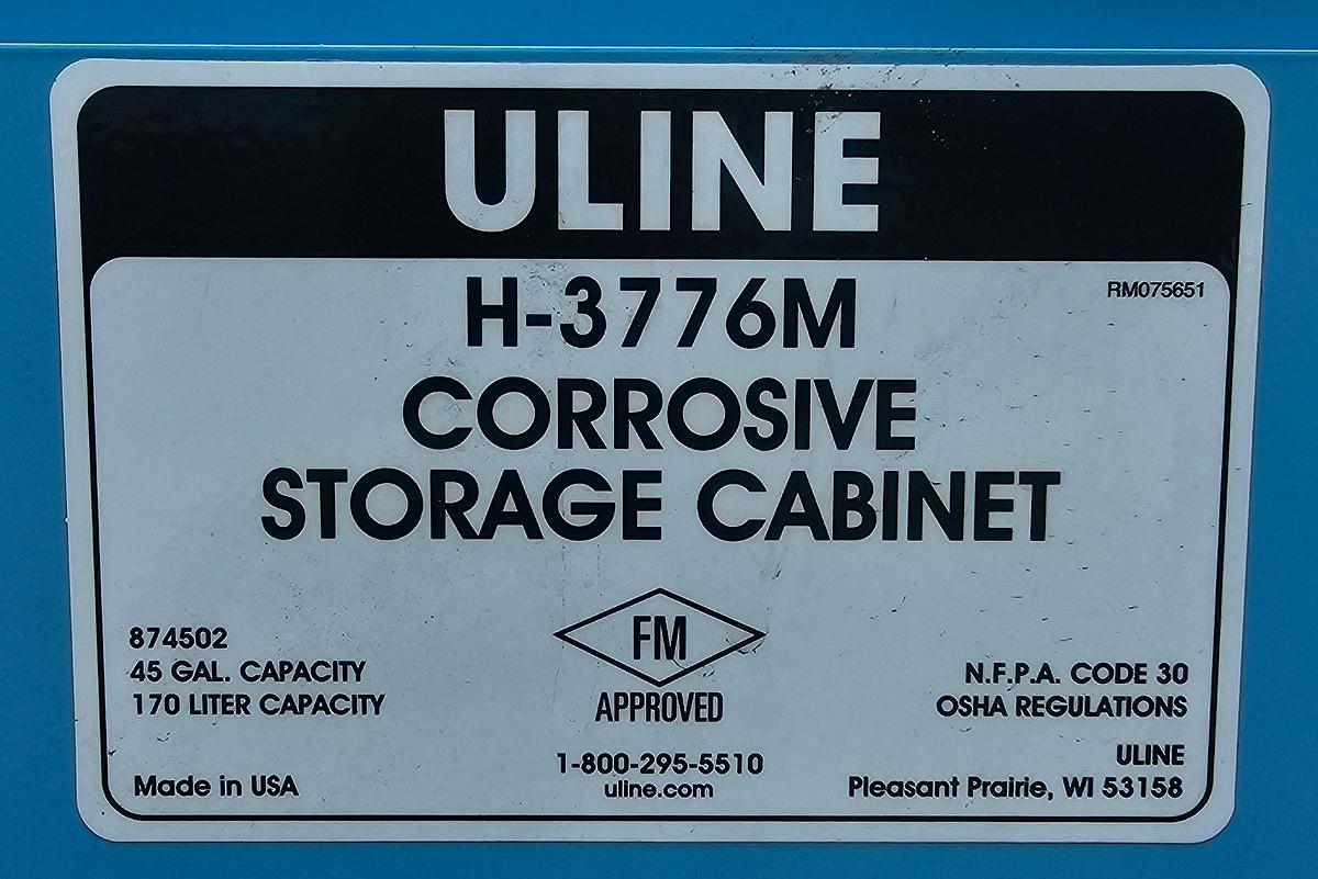 Used 45 Gallon U-Line H-3776M Corrossive Storage Cabinet