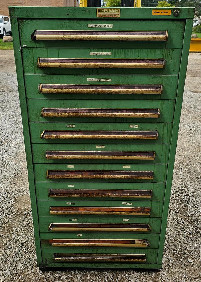 Used 12 Drawer Equipto Industrial Parts Storage Tooling Cabinet 30" x 28" x 57"