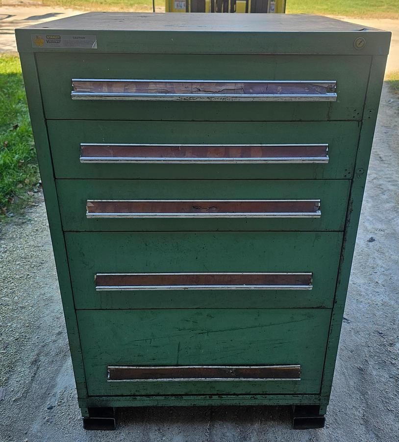 Used Stanley Vidmar 5 Drawer Modular Tooling Cabinet 30 x 27.5 x 44 Industrial Green