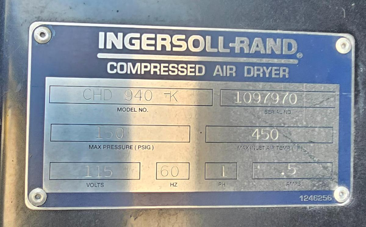 Used "2010"  940 CFM Ingersoll Rand Heated Desiccant Compressed Air Dryer #CHD-940-K