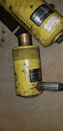 Used Enerpac PA-133 Pneumatic Air Hydraulic Foot Pump 10,000 PSI w/2 Enerpac RCH-1212