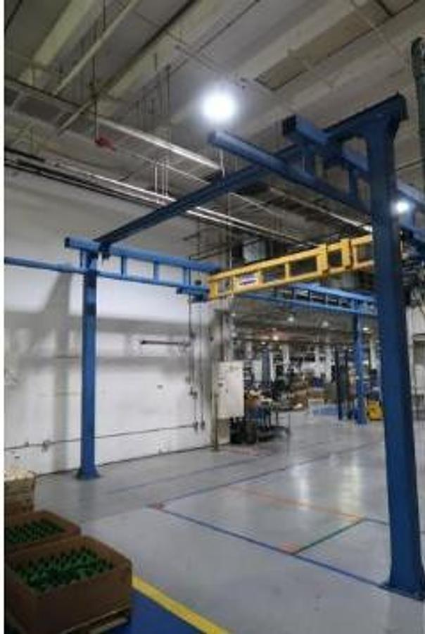 Used 1 Ton Gorbel Modular Workstation Bridge Crane 17' Span x 37' Runway & 1 Ton Demag Electric Chain Hoist