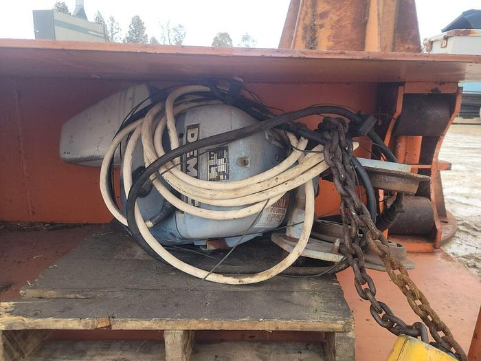 Used Bushman 2 Ton Freestanding Jib Crane 12' 3'' Under Beam 18' Span Demag Hoist