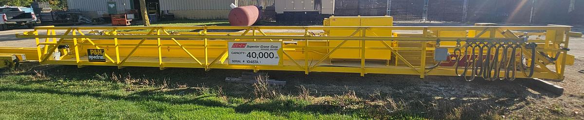 Used 20 Ton P&H Double Girder Overhead Bridge Crane 48' Span Top Running 10 Ton Hoists