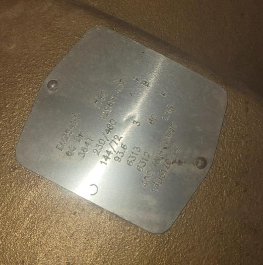 Used 60 Hp Baldor #EM2547T Super-E Electric Motor 230/460V/3/60, 1775 RPM