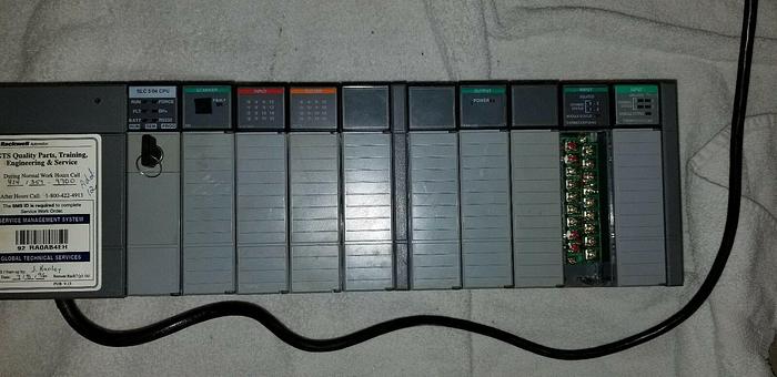 Used Allen-Bradley 1746-A10 Slot Rack w/1746-P4 Ser A Power Supply, SLC-500 CPU w/Key
