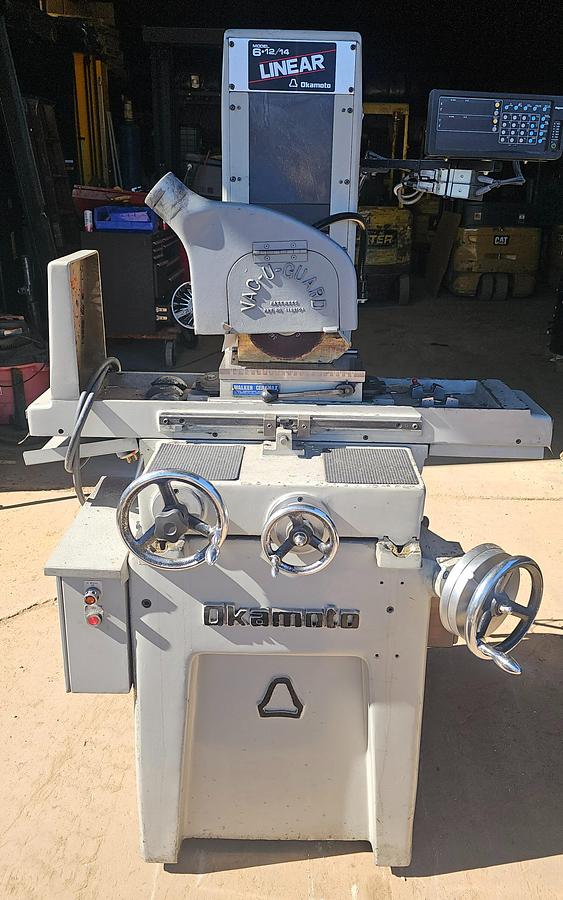 Used 6" x 12" Okamoto Linear 6-12/14 Manual Hand Feed Surface Grinder & Mag. Chuck