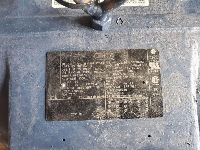 Used Leeson Model #F14L 284TTDP14013AA Electric Motor 30 Hp G801040.00 230/460 60Hz