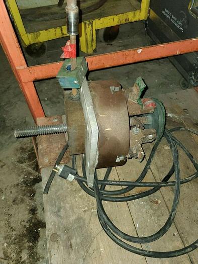 Used 10'' 4-Jaw Self Centering Lathe Chuck with Custom Mounting and Fixture