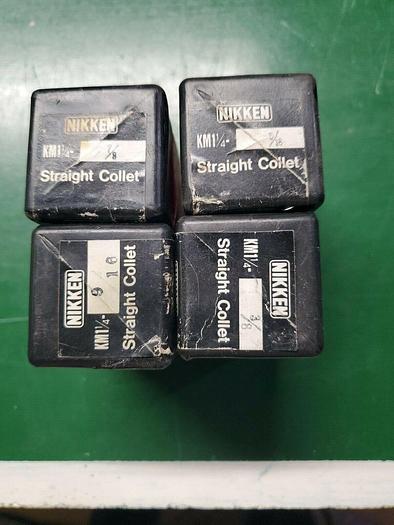 Set of 4 Nikken Straight Collets KM1 1/4'' Series -- 7/8'' 5/16'' 9/16'' 3/8''