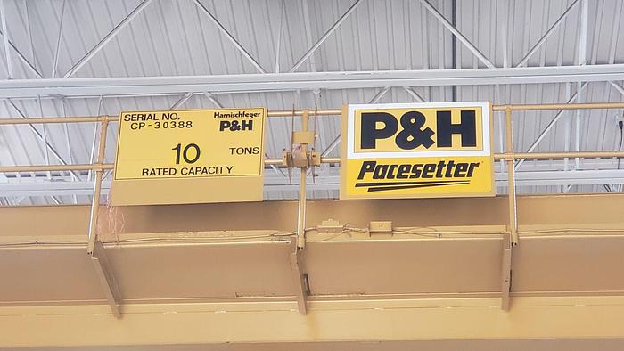 Used 10 Ton P&H Pacesetter Top Running Overhead Bridge Crane 77'-7.5" Span w/47' Lift