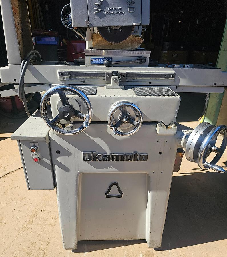 Used 6" x 12" Okamoto Linear 6-12/14 Manual Hand Feed Surface Grinder & Mag. Chuck