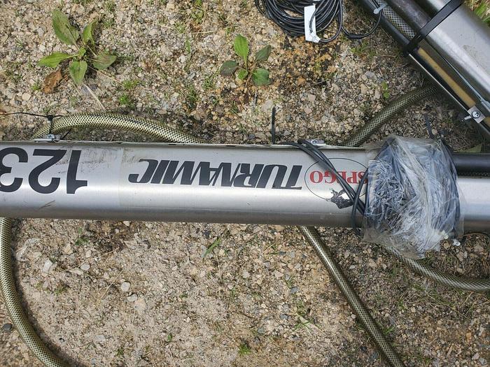 Used 12' Spego TURNAMIC 123 Hydraulic 3 Tube Barfeeder w/123Z65 Power Source & PLC Control