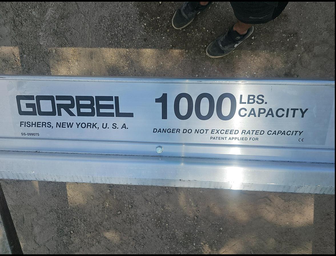 Used 1000 lb (1/2 Ton) Gorbel 28' Span x 52' Runway Freestanding Bridge Crane System & Hoist