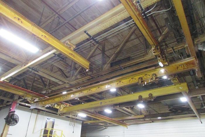 Used 3 Ton Multi Bridge Underslung Monorail 26' Span x 120' Rail Overhead Bridge Crane System