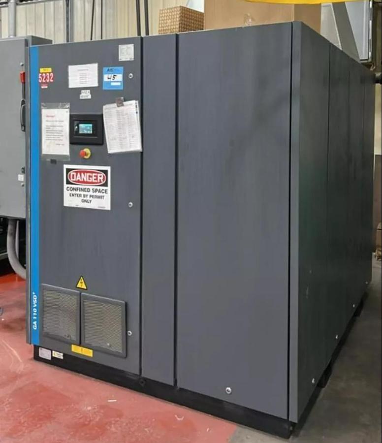 Used 2021 Atlas Copco GA110VSD+ | 150HP Rotary Screw Compressor | 110kW | 19k Hrs